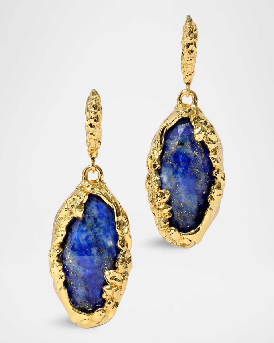 Brut Gold Lapis Leverback Earrings